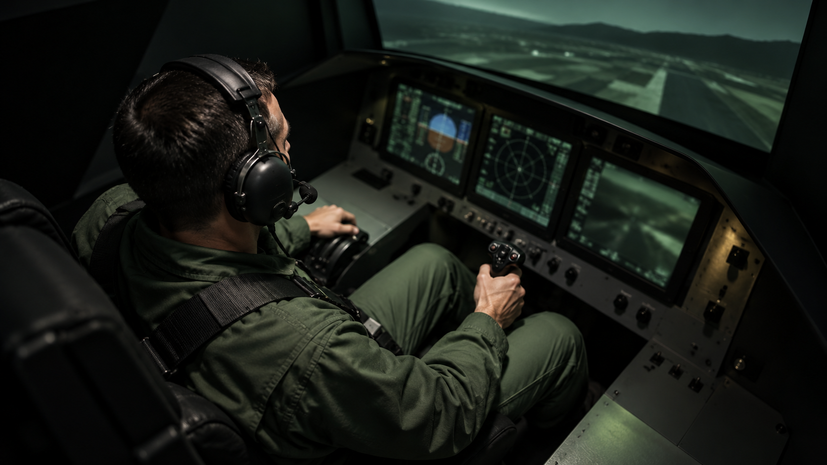 Piloto durante un ejercicio dentro del desorientador